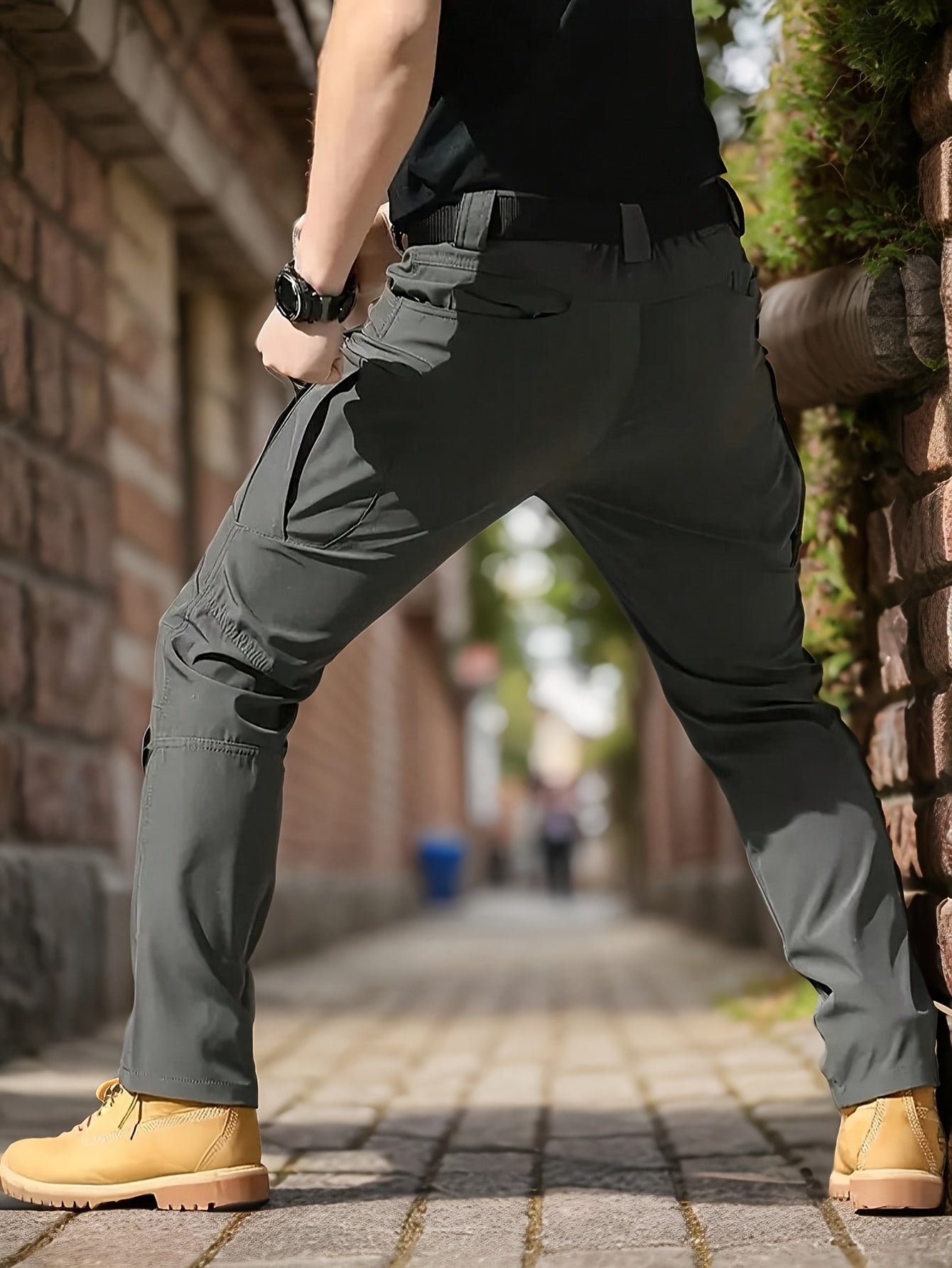 Men's Tactical Cargo Pants Lightweight – Quick Dry Breathable Polyester, Multiple Pockets, Relaxed Fit, Belt Included, All Season Hiking & Outdoor Work Pants, Sizes M–XXXL