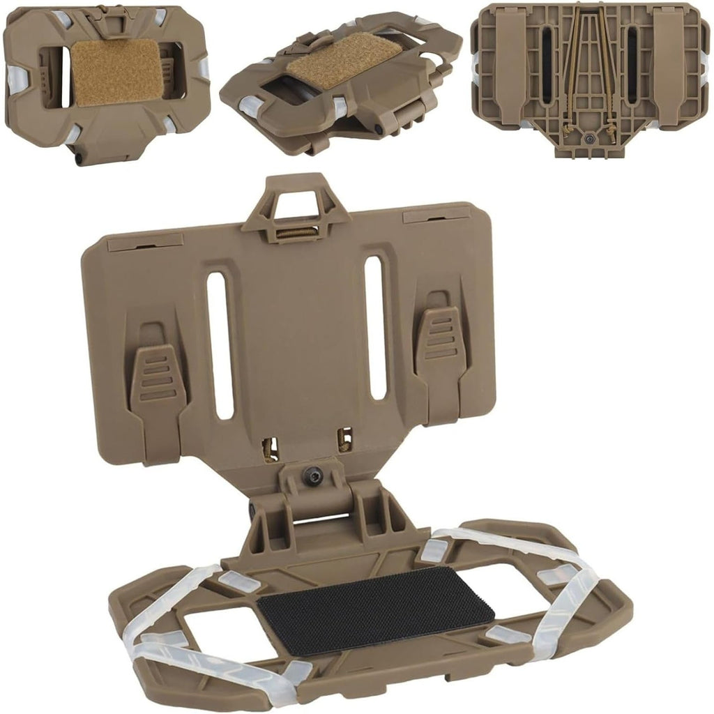 Tactical MOLLE Phone Holder Foldable Navigation Mount for Vest Chest Rig Backpack – Fits 4.7-6.7 Inch Smartphones GPS Nylon TPE Silicone Anti-Slip Quick Attach 30 Second Install for Hiking Hunting Airsoft Milsim Black Dark Green Tan