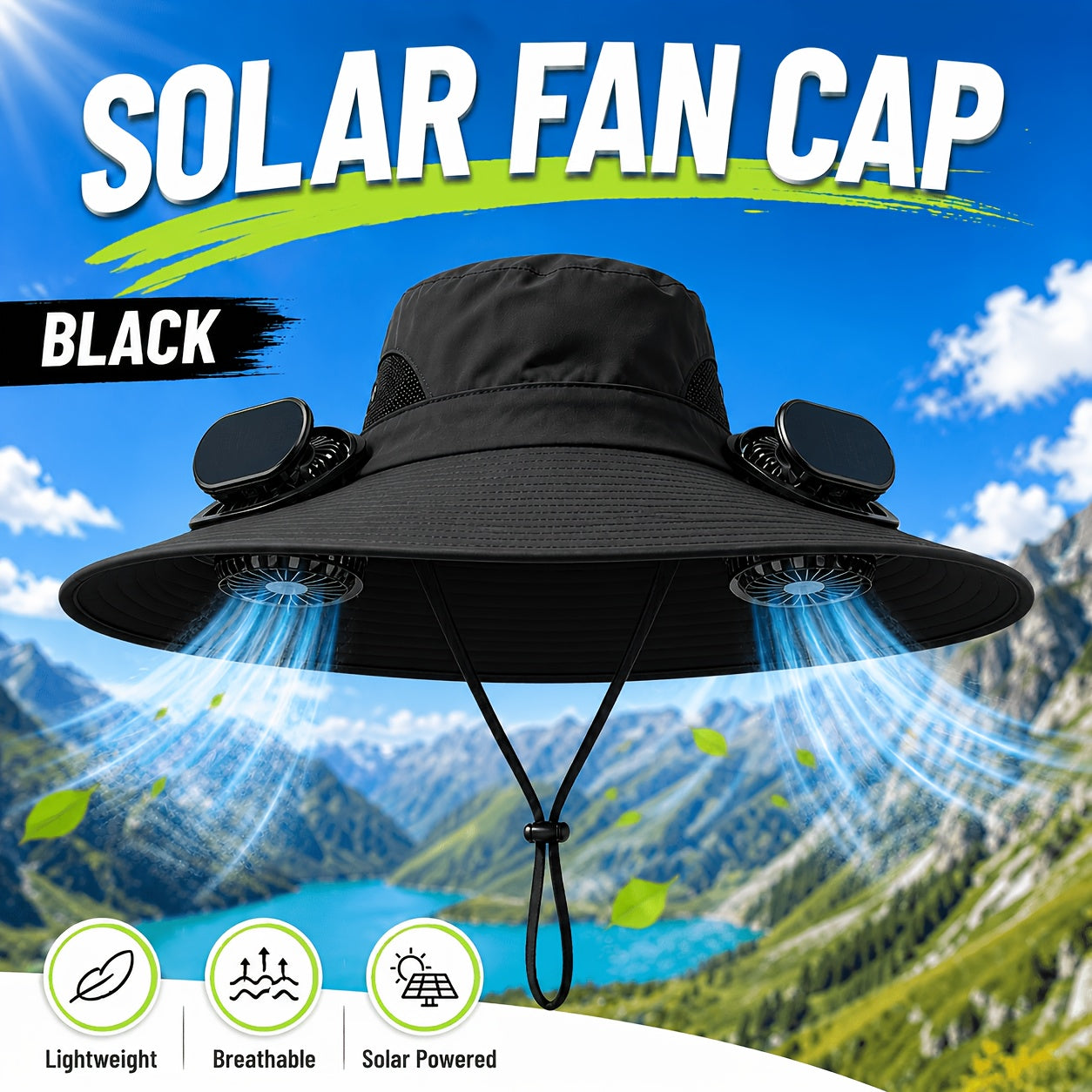 Solar Fan Hat with Dual Cooling Fans Wide Brim Sun Hat for Men Women Adjustable Wind Speed Breathable Outdoor Hat for Farming Gardening Hiking Summer Work