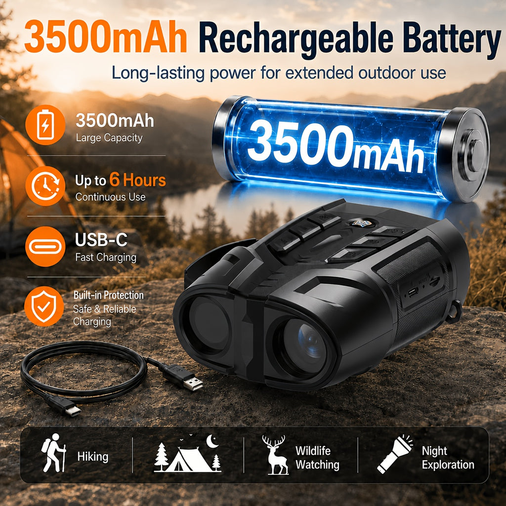 Night Vision Binoculars 2K Ultra HD with 5W IR Illuminator – 10x Zoom 2600ft Range 2.8" IPS Screen Rechargeable Digital Night Vision Goggles for Hunting Camping Security