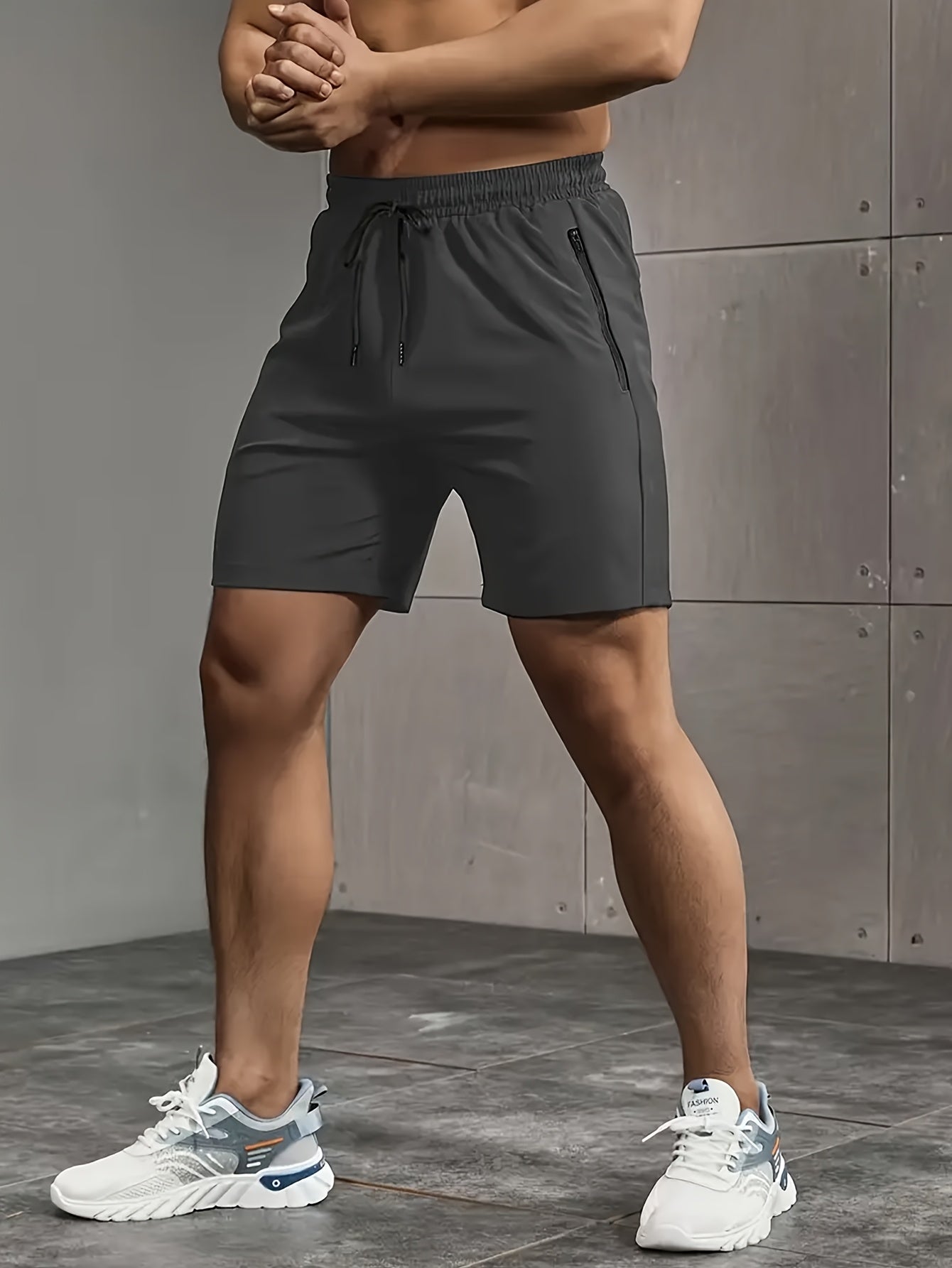 Men's Athletic Shorts 3-Pack with Zippered Pockets – Lightweight Polyester Gym Shorts, Elastic Drawstring Waist for Summer Fitness, Sports, Beach & Casual Outdoor Wear