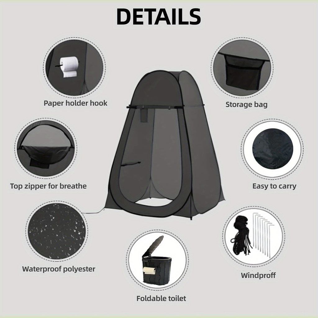 Portable Camping Toilet with Privacy Tent Pop Up Potty Shelter 12 Toilet Bags for Adults Outdoor Camping Travel Changing Shower
