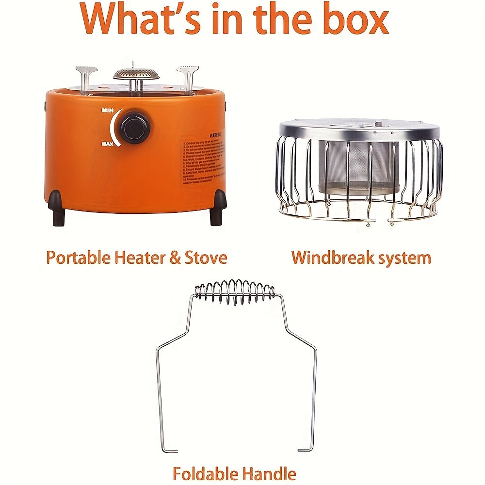 9000 BTU Propane Camping Stove Heater 2-in-1 Portable Indoor Outdoor Gas Stove Adjustable Flame Piezoelectric Ignition Emergency Preparedness Stainless Steel