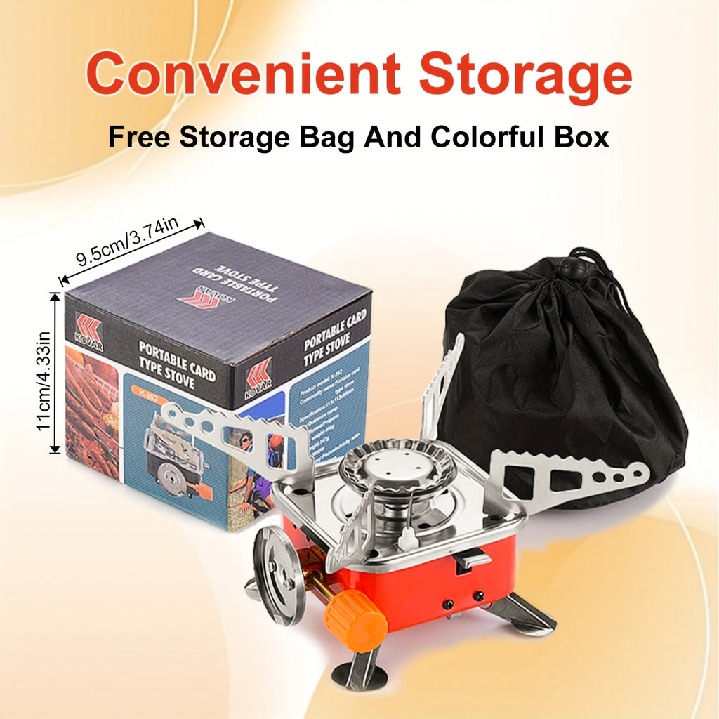Stainless Steel Mini Folding Camp Stove – Portable Windproof Butane Gas Stove with Adjustable Flame for Camping, Hiking, Picnics & Outdoor Cooking