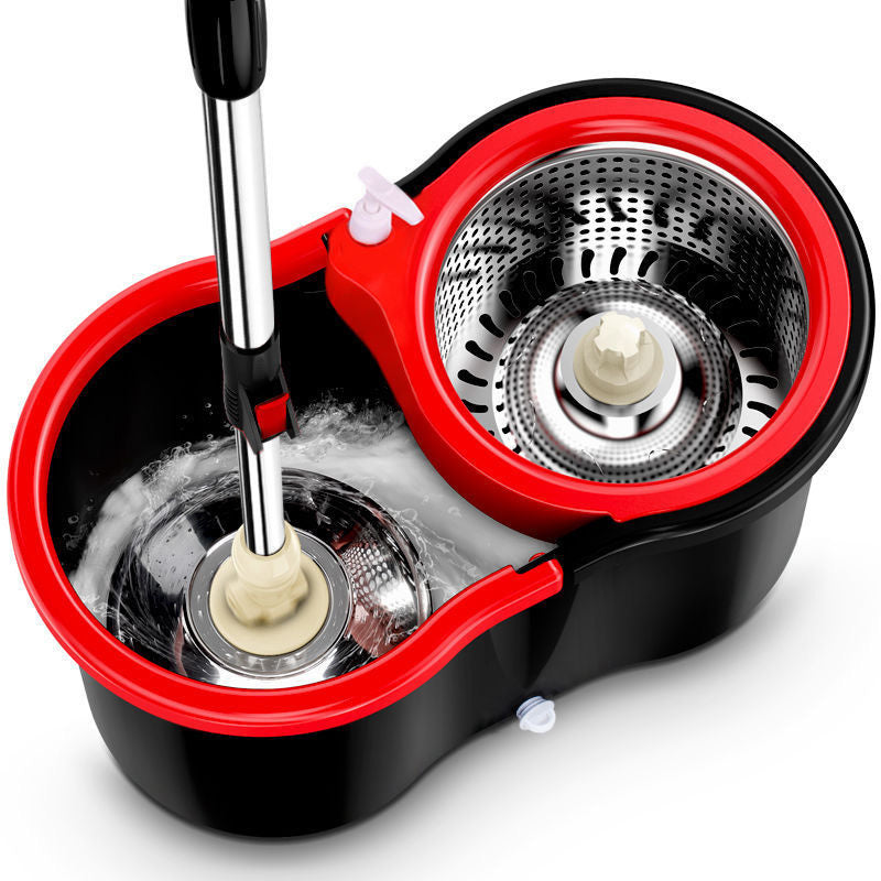 360° Spin Mop and Bucket Set with Wringer - Stainless Steel Handle, Microfiber Refills, Spinning Floor Cleaning System for Hardwood, Tile & Laminate