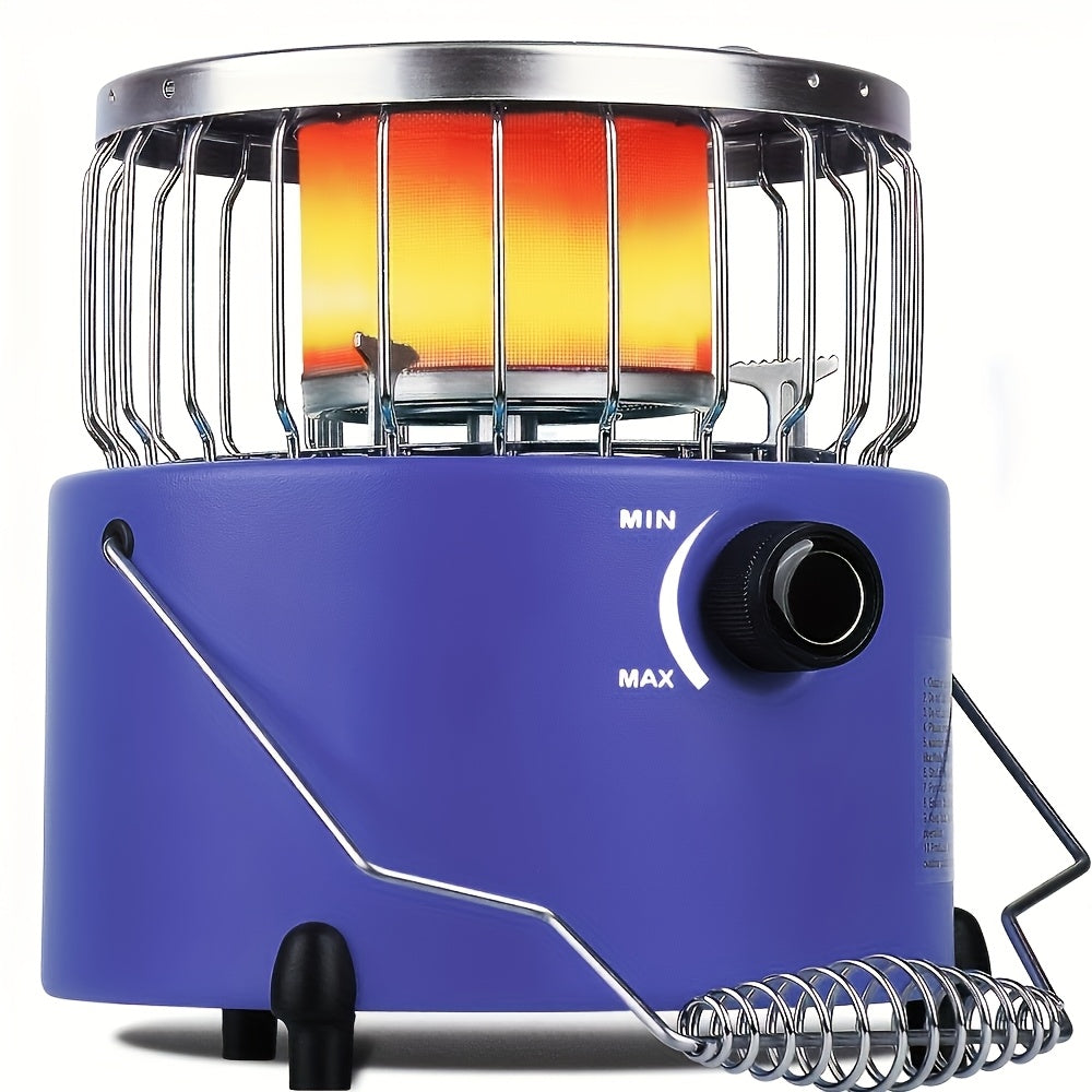 9000 BTU Propane Camping Stove Heater 2-in-1 Portable Indoor Outdoor Gas Stove Adjustable Flame Piezoelectric Ignition Emergency Preparedness Stainless Steel