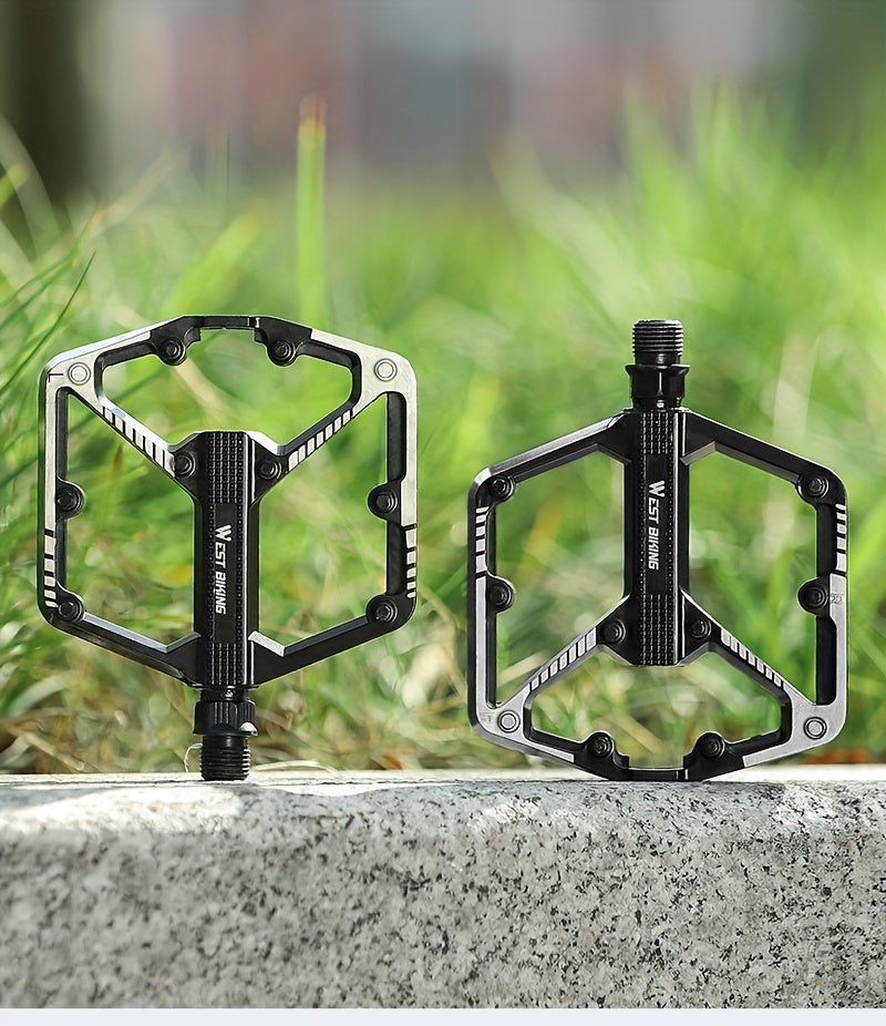 Aluminum Alloy Bicycle Pedals 1 Pair 3 Bearings Lightweight Durable Bike Pedals for Mountain Bikes Road Bikes Easy Install Hexagonal Sleeve Cycling Accessories