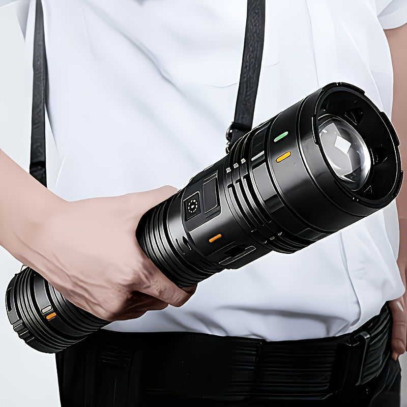 Tactical LED Flashlight 1500 Lumens Adjustable Zoom 200M Beam 4 Modes – Bright Handheld Torch for Camping, Hunting, Hiking, Farm Inspection & Emergency