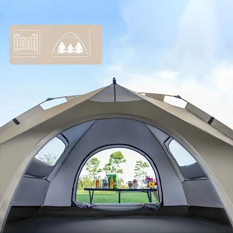Pop Up Tent 3 Seconds Quick Open – Automatic Camping Tent, Fiberglass Poles, Oxford Cloth, All-Season Zip Closure, Double Door & Window Options, 2 Person, for Hiking, Travel & Beach