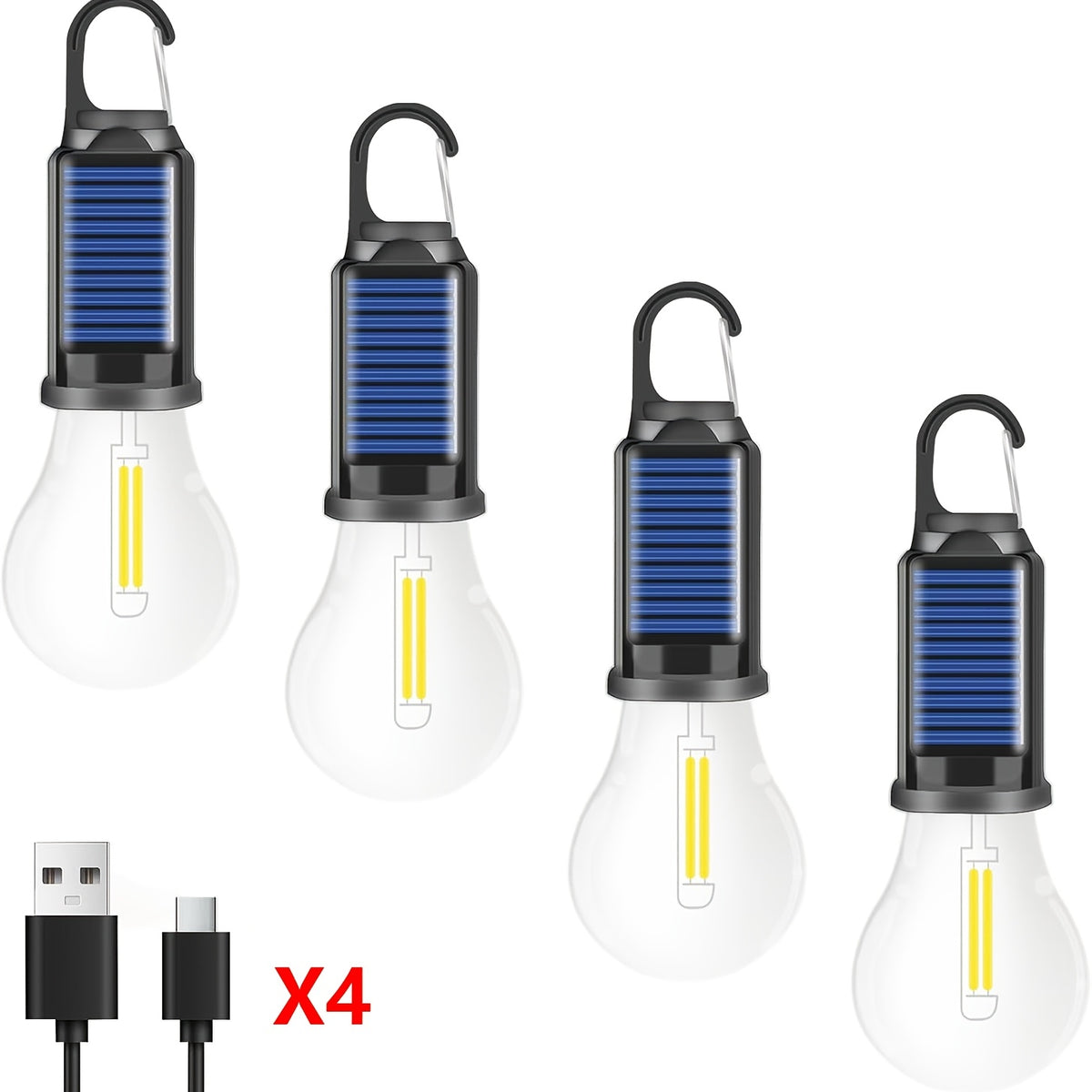 Solar Camping Lights Vintage LED Hanging Hook Lamp IP65 Waterproof Ambient Light for Tent Outdoor Indoor 2 4 8 Pack