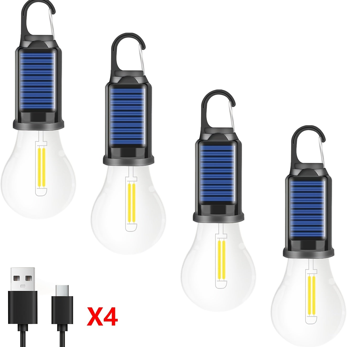 Solar Camping Lights Vintage LED Hanging Hook Lamp IP65 Waterproof Ambient Light for Tent Outdoor Indoor 2 4 8 Pack