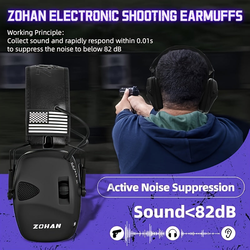 ZOHAN Electronic Shooting Earmuffs NRR 23dB – Noise Cancelling Ear Protection with Sound Amplification for Hunting, Range Shooting, Mowing & Industrial Use, Adjustable Fit, 7 Colors