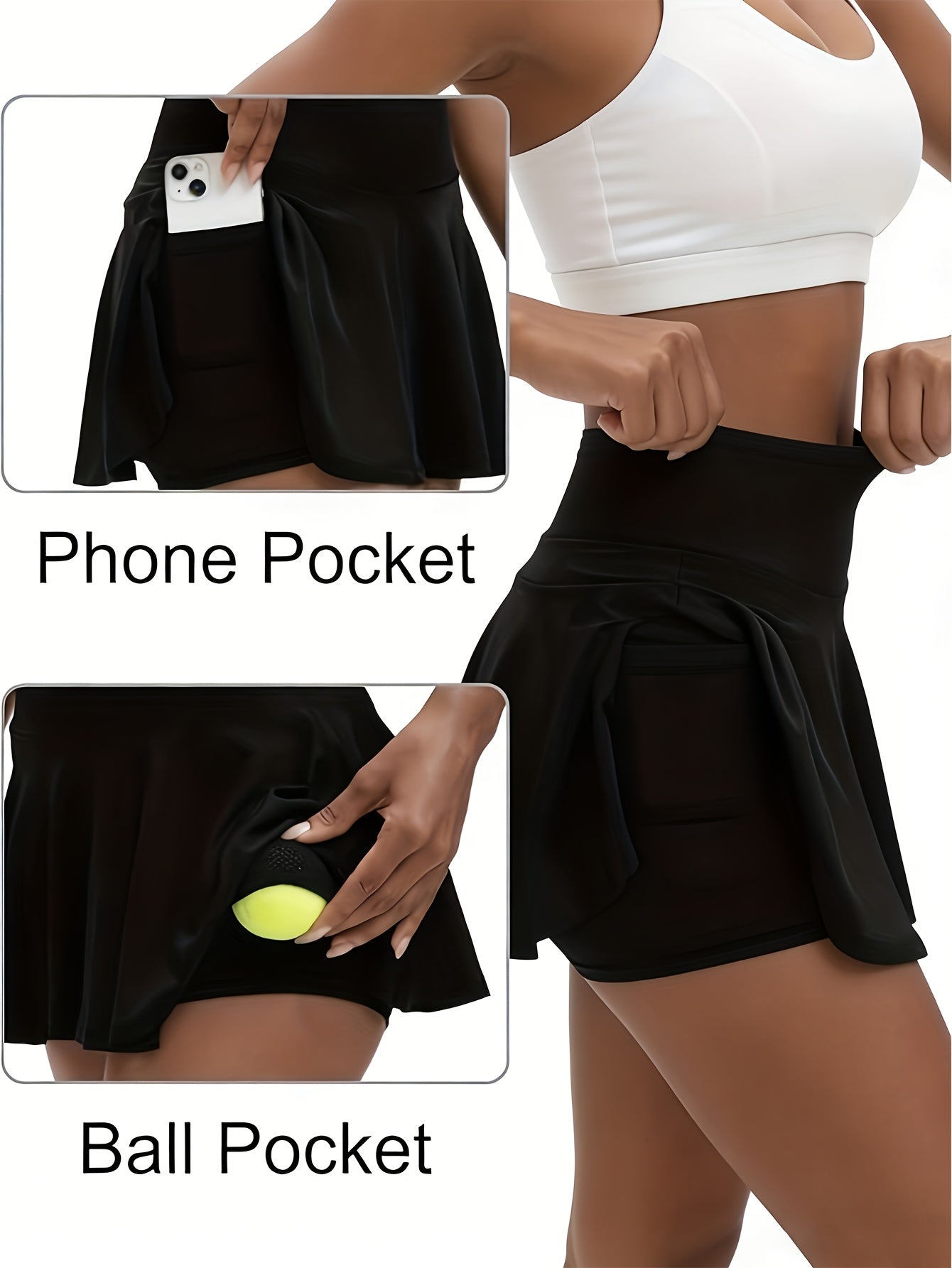 Women's High Waist Tennis Skort with Built-In Shorts & Pockets – Pleated Quick-Dry Athletic Skirt for Gym, Pickleball & Golf, Sizes S-XXL, 3 Colors