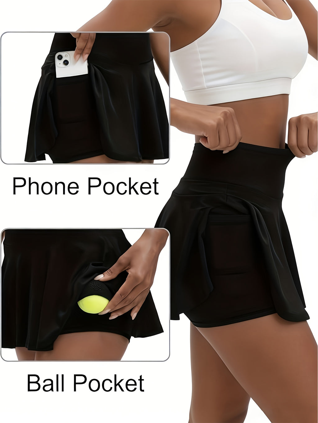 Women's High Waist Tennis Skort with Built-In Shorts & Pockets – Pleated Quick-Dry Athletic Skirt for Gym, Pickleball & Golf, Sizes S-XXL, 3 Colors
