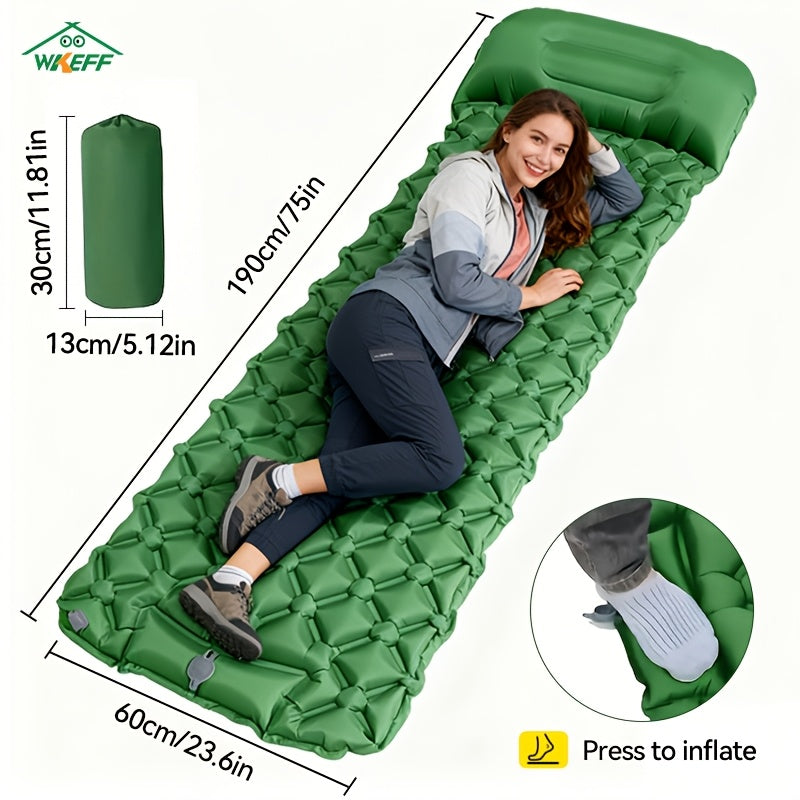 Inflatable Sleeping Pad for Camping with Pillow & Built-in Foot Pump – Ultralight Compact Camping Mattress for Backpacking, Hiking, Car Travel, Beach & Tent, Multiple Colors