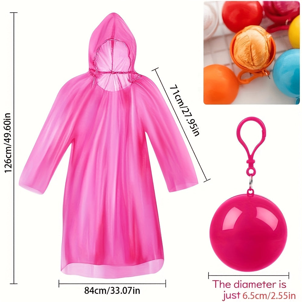 3-Pack Emergency Waterproof Raincoat with Keychain – Disposable Poncho for Camping Hiking Outdoor Sports Amusement Parks Adults Mixed Colors