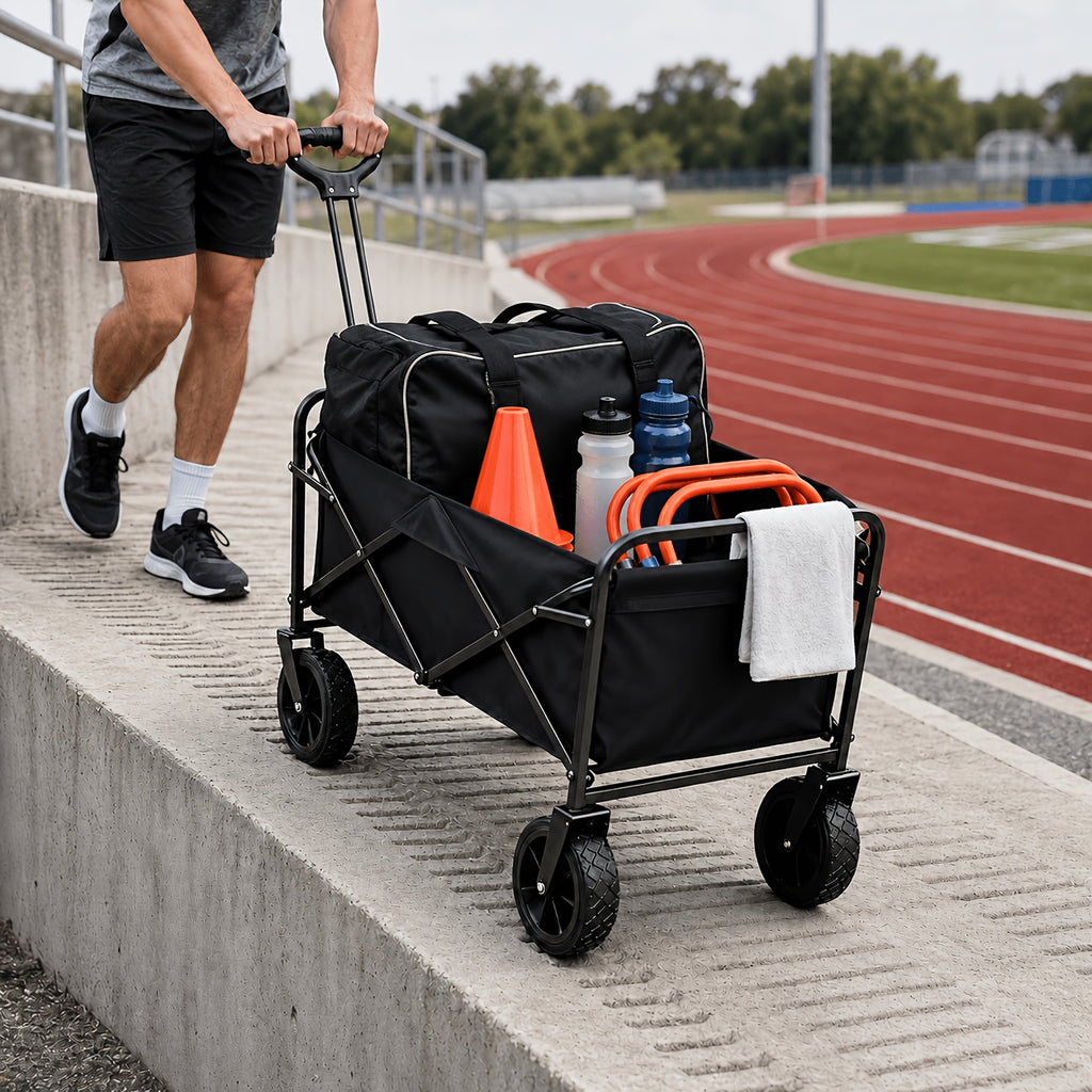 Heavy-Duty All-Terrain Folding Wagon Cart - 220/330/450LBS Capacity, Iron Frame & 800D Oxford Fabric, No Assembly Required for Camping, Beach, Garden & Sports (3 Colors)