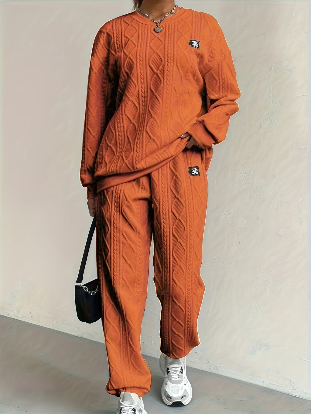 Women's Casual Pullover Two-Piece Set Long Sleeve Top & Jogging Pants – Spring Fall Loungewear S-XXL