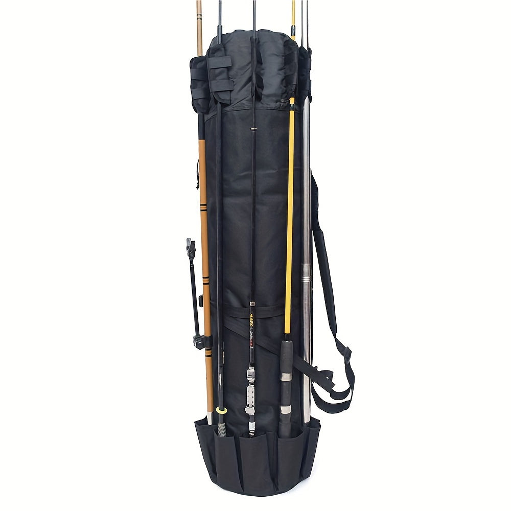 Fishing Rod Bag Large Capacity Foldable Multifunctional Gear Carrier Case with Two Lead Weights Durable Freshwater Saltwater Rod Holder Handbag Fishing Gift