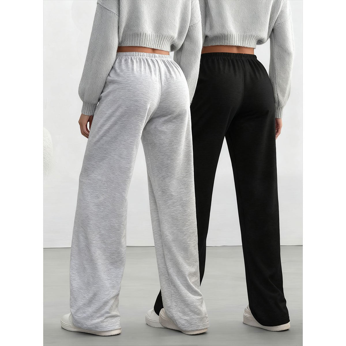 Women's Wide Leg Sweatpants 2-Pack Elastic Waist Loose Casual Joggers with Pockets for Workout Training Loungewear All Season S M L XL XXL Mixed Colors
