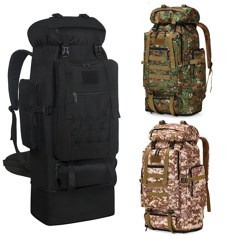 Large Capacity Hiking Camping Mountaineering Backpack 100L Expandable Outdoor Travel Pack Jungle Camo Black
