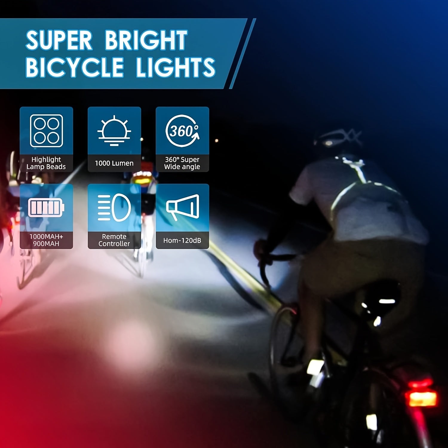 Bike Lights Set USB Rechargeable Front & Rear LED Safety Light 3LED High Brightness 6+5 Modes – Night Cycling Bicycle Light for Road Mountain Bike