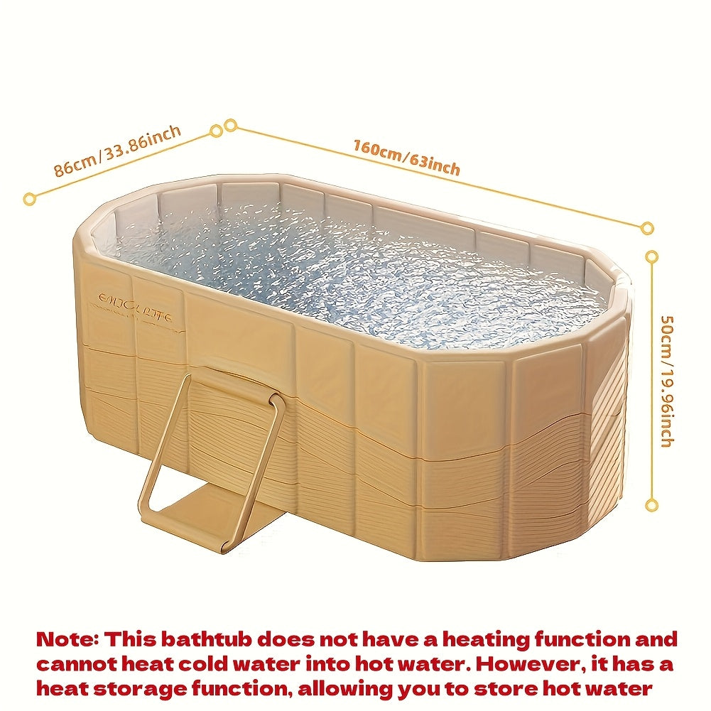 Portable Foldable Hot Tub 63 Inch No Installation Quick Setup Dual Drainage for Home Gym Spa Relaxation Indoor Outdoor Use
