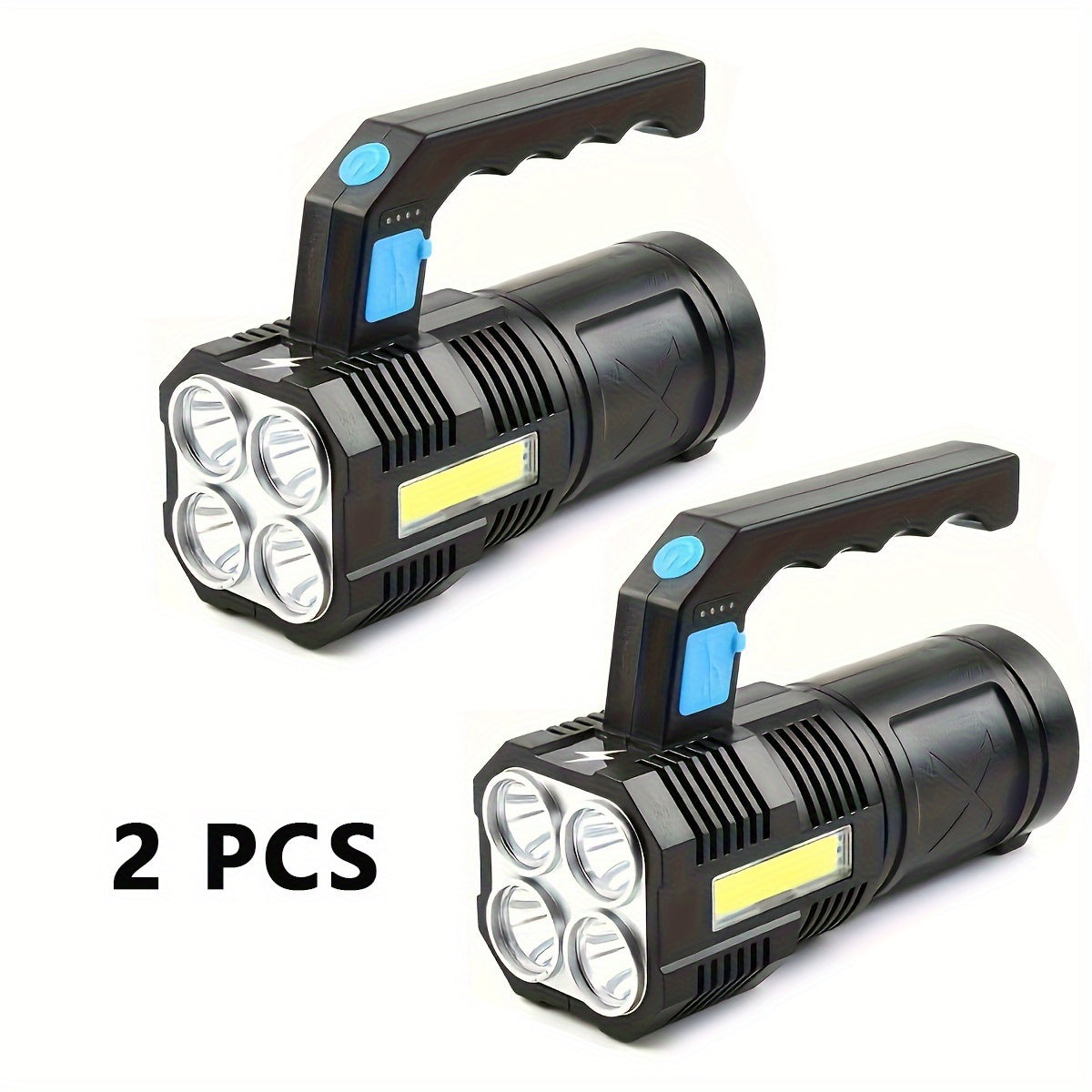 USB Rechargeable LED Flashlight Quad-Core 4 Modes Aluminum Camping Torch – Compact Bright Flashlight for Hiking Emergency Home Use 1-Pack or 2-Pack