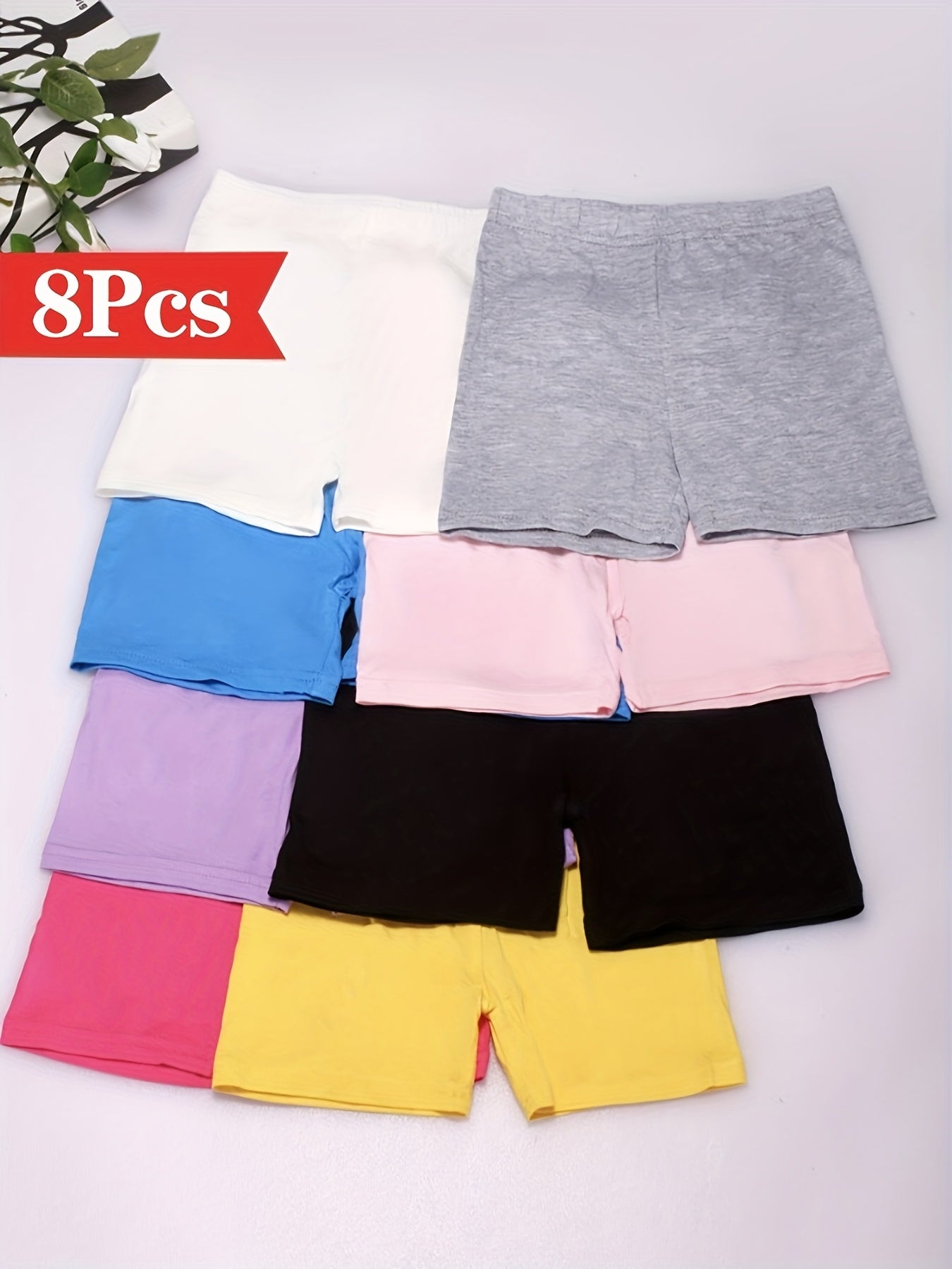 Girls Bike Shorts 8-Pack Cartwheel Shorts for Girls Toddler Under Dress Dance Biker Shorts - Soft Modal Multicolor Kids Shorts for School Beach Party - Sizes 2-3Y to 9-10Y