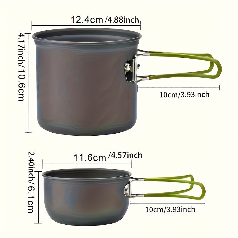 Camping Cookware Set Stainless Steel Pot with Foldable Utensils Compact Backpacking Cook Set for Outdoor Camping Hiking Picnic Lightweight Travel Kitchen Gear