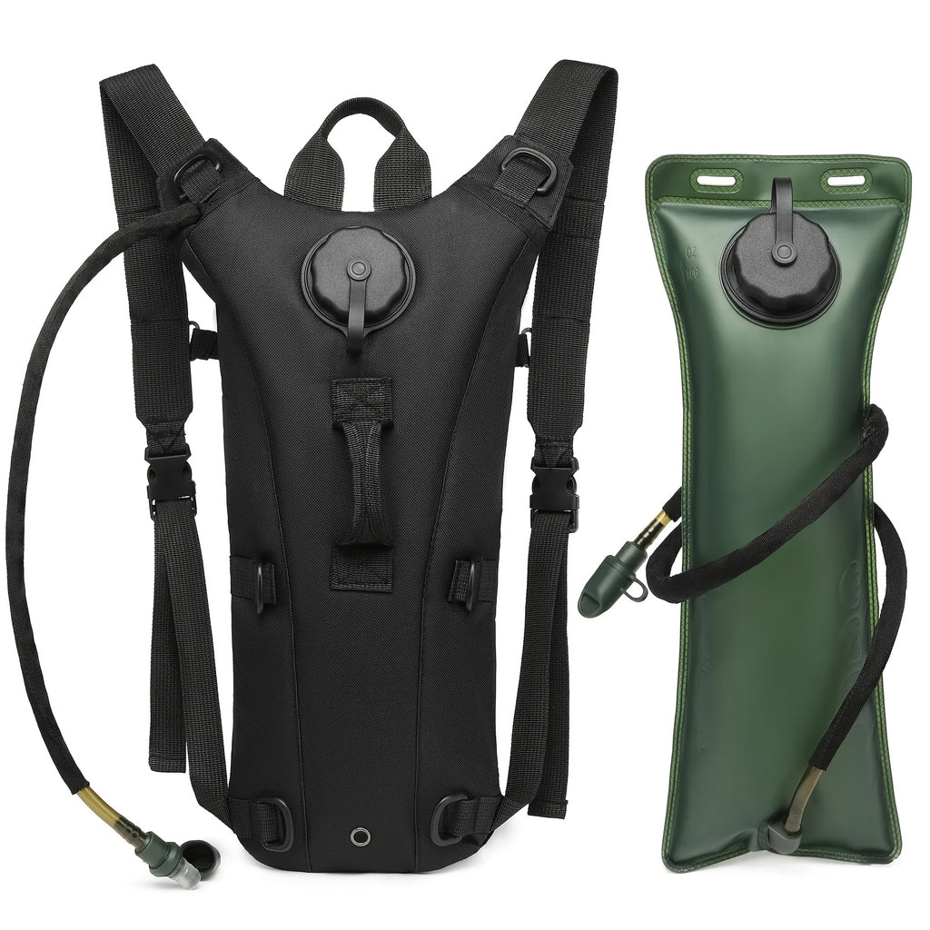 Hydration Backpack with 101oz Water Bladder – Lightweight Tactical Water Bag, Adjustable Straps for Hiking, Biking, Running & Climbing, Black & Green
