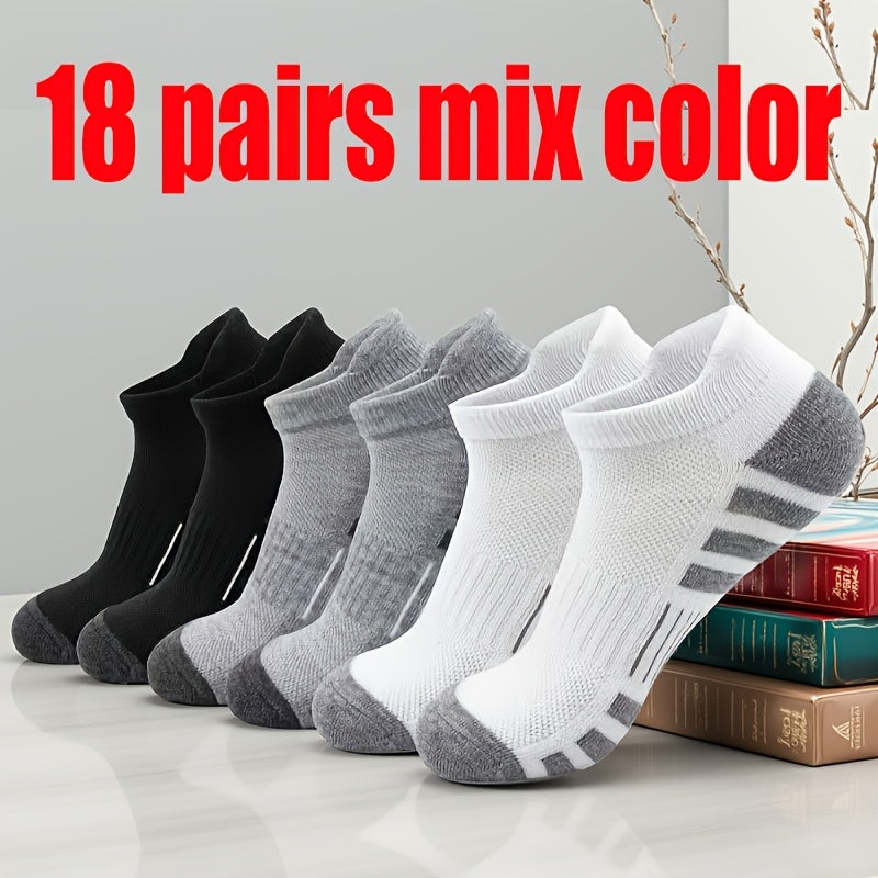 Women's Athletic Socks 18 Pairs Colorful Stripe Low Cut Non-Slip Breathable Running Basketball Gym Sports Socks Spring Summer All Season