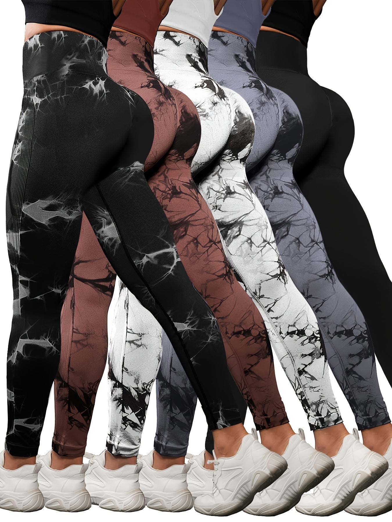5 Pack High Waisted Leggings for Women Soft Tummy Control Athletic Pants for Running Yoga Workout Gym Stretch Comfortable Sizes S M L Multicolor