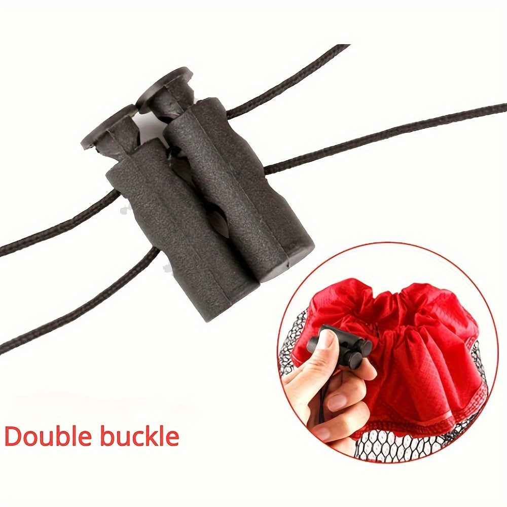 Portable Nylon Fishing Net Bag Mesh Fish Collection Cage – Lightweight Easy-Carry Handle for Fishing Snorkeling Gear Storage Black Red