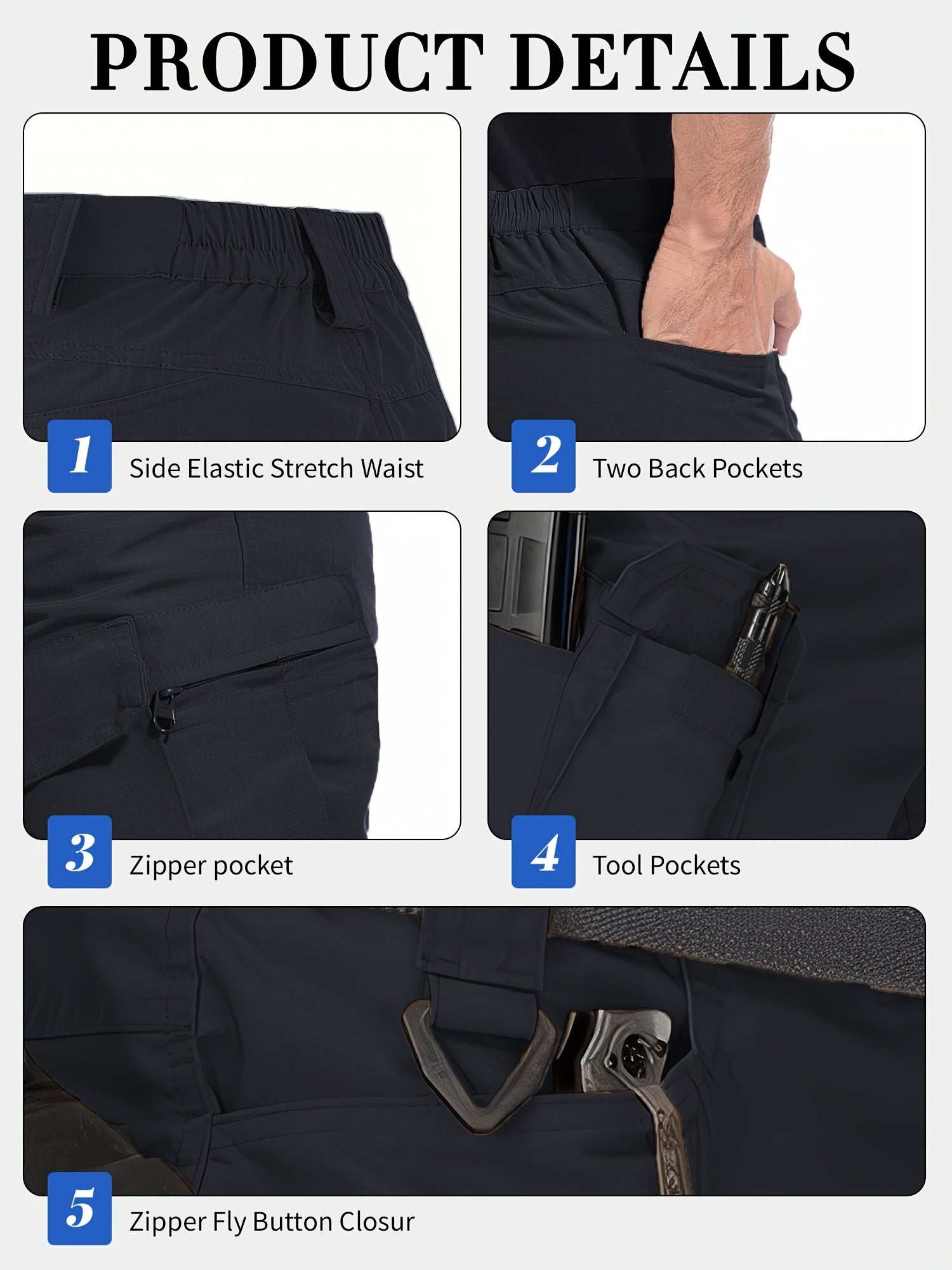 Men's Cargo Shorts Breathable Quick Dry Tactical Work Shorts Multi-Pocket S-XXXL – Outdoor Hiking Fishing Camping Military Style Shorts for Men Black Khaki Grey Green