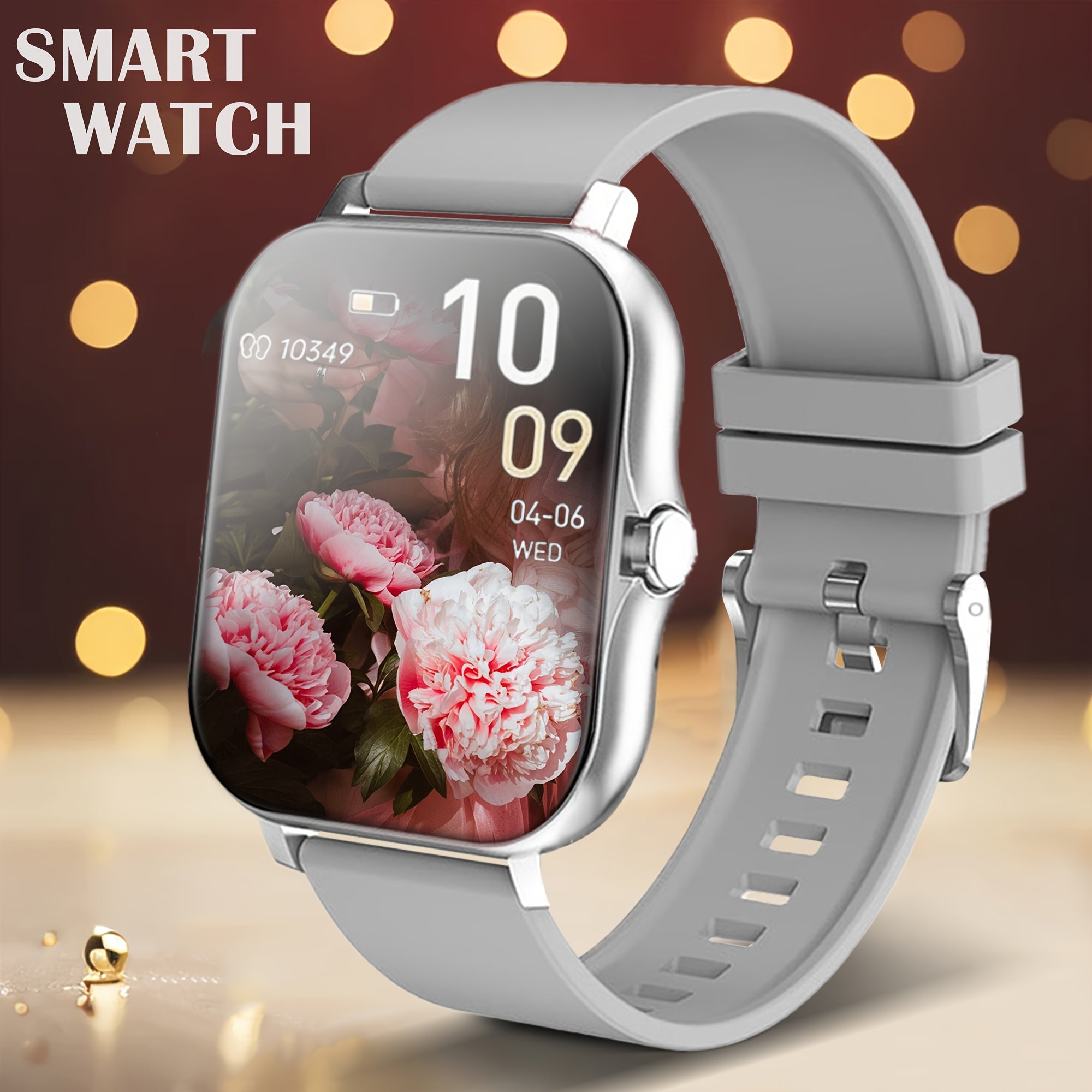 Smart Watch for iPhone & Android with Wireless Calls – HD 1.52" Full Touch Screen Fitness Tracker, Music Control, Message Alerts, Luminous Display, Silver Black Gold Pink, Single & Dual Strap