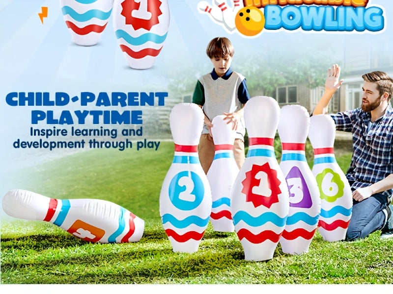 Giant Inflatable Bowling Set 8Pcs – Indoor Outdoor Party Game for Kids Adults Ages 3+ Birthday Party Backyard Lawn Game Motor Skills Toy Gift for Boys Girls