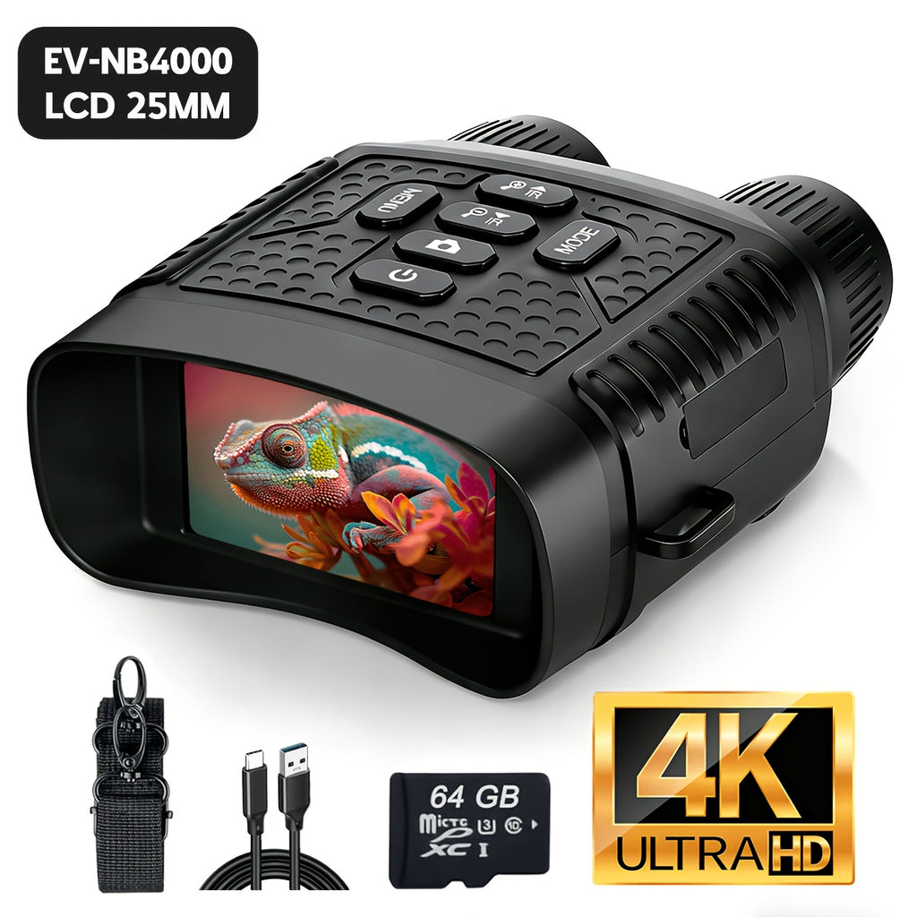 4K Night Vision Goggles for Adults – 3.1" Large Screen, 4400mAh Rechargeable Battery, 48MP Photo & 4K Video, Infrared Night Vision for Hunting, Security, Camping & Wildlife Watching