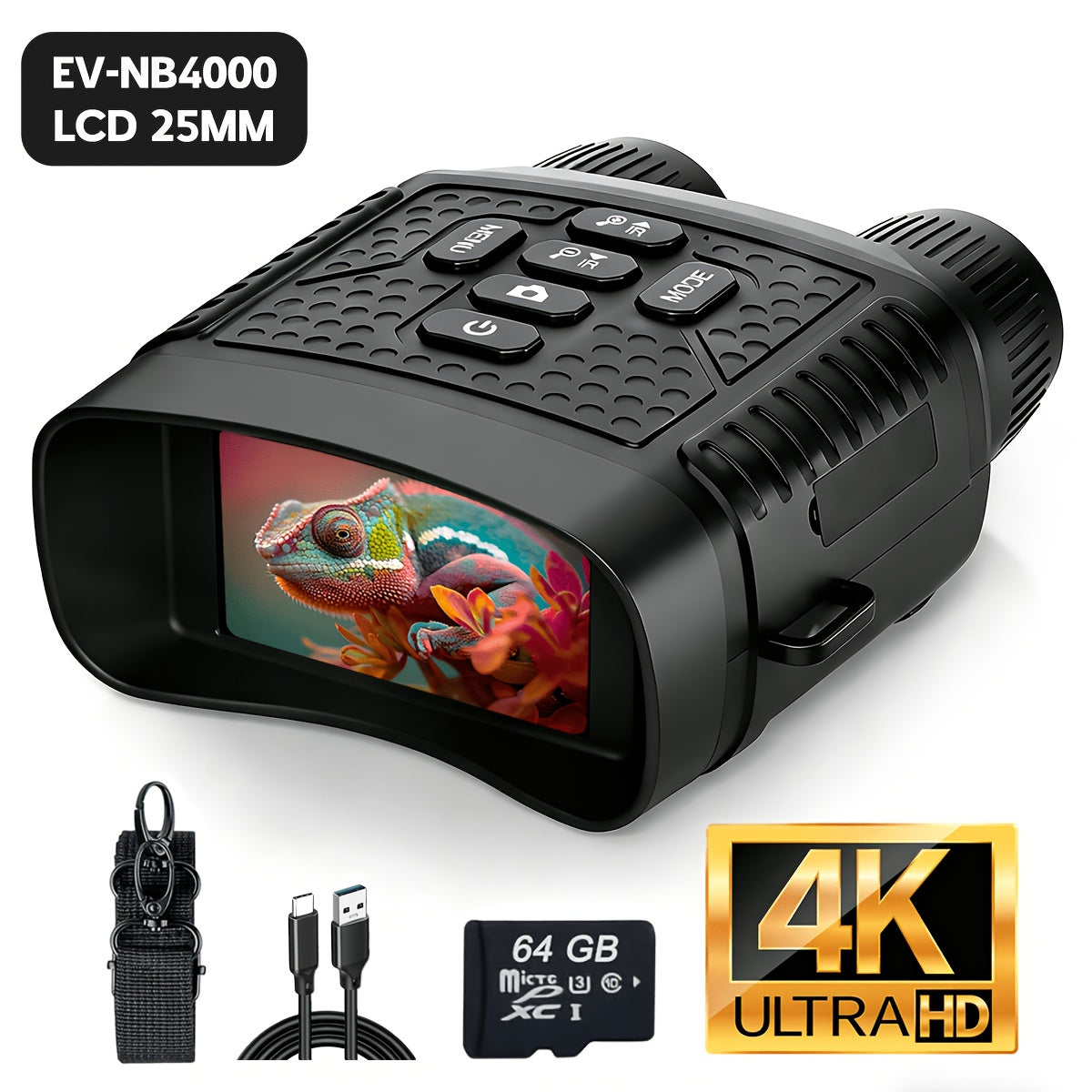 4K Night Vision Goggles for Adults – 3.1" Large Screen, 4400mAh Rechargeable Battery, 48MP Photo & 4K Video, Infrared Night Vision for Hunting, Security, Camping & Wildlife Watching