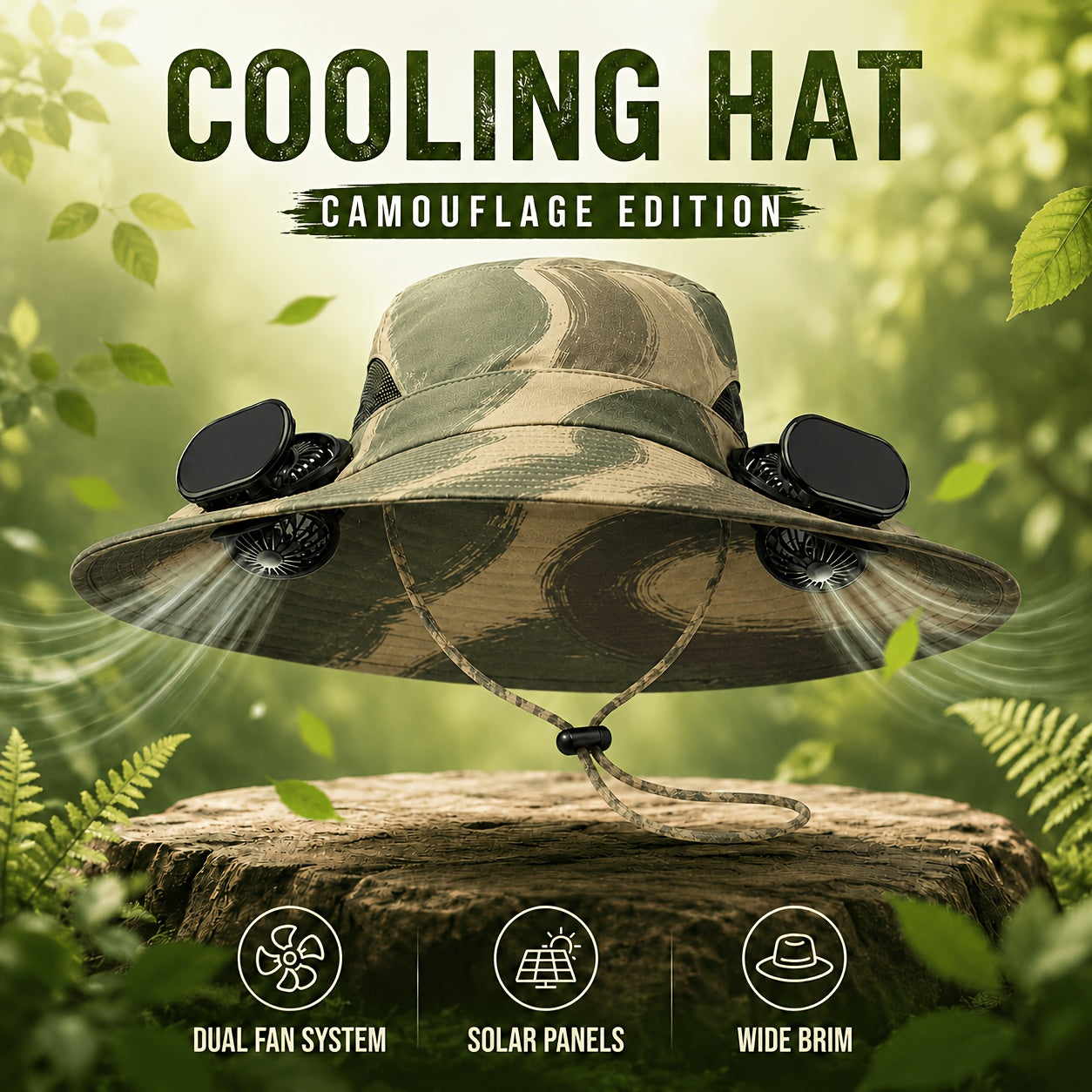 Solar Fan Hat with Built-In Cooling Fans – Breathable Wide Brim Sun Hat for Men & Women, Adjustable Speed for Hiking, Fishing, Gardening & Outdoor Summer Activities