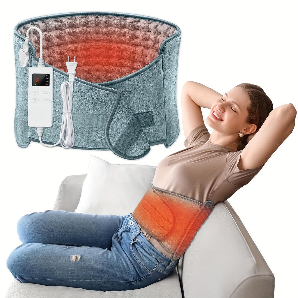 Heating Belt for Back Pain Relief Electric 12x24 Heated Waist Wrap – 6 Levels 4 Timers 6-Hour Auto Shutoff for Men Women Cramps Muscle Soreness