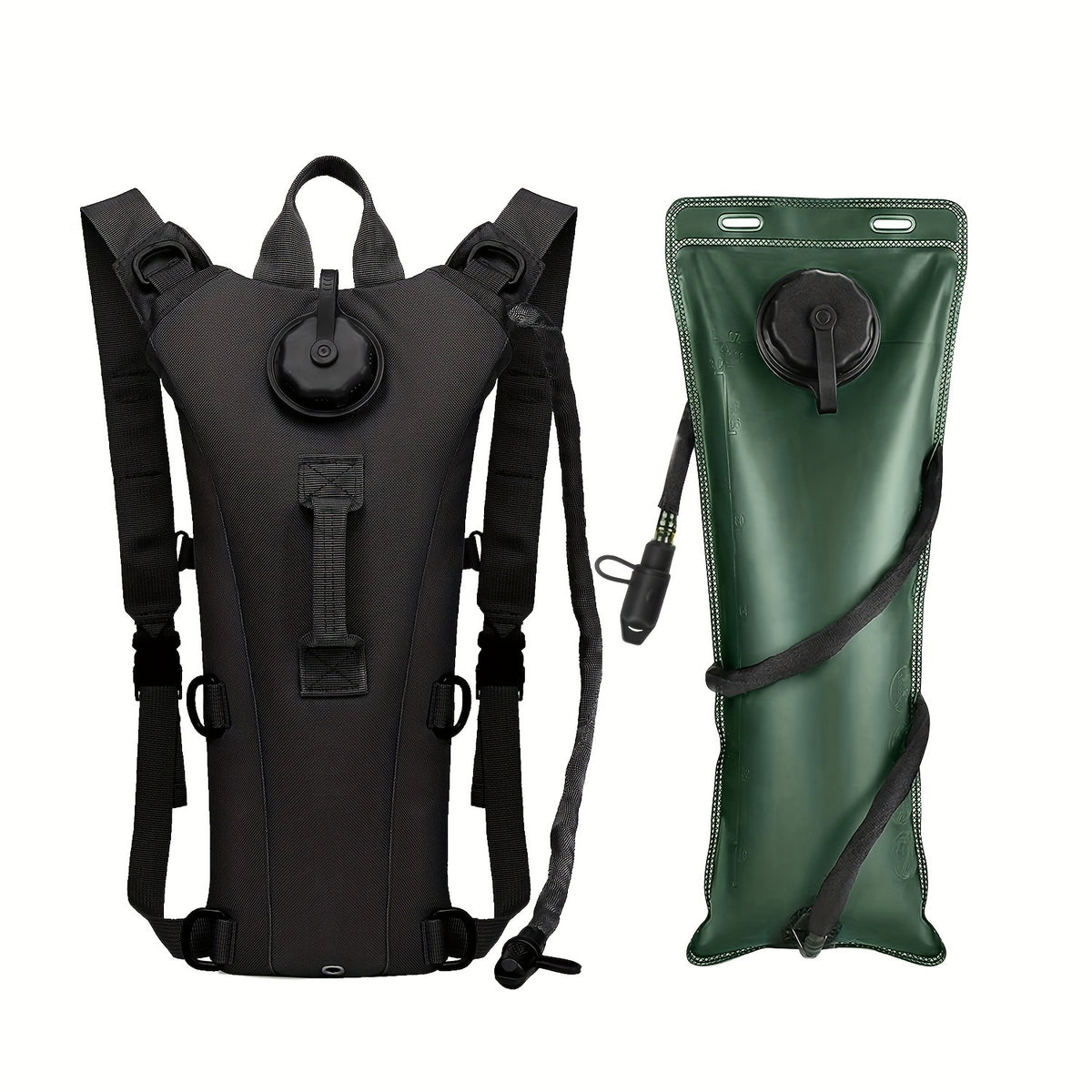 Hydration Backpack with Water Bladder Bag – 3L Hiking Hydration Pack for Men & Women, Nylon Camping Backpack with Water Bag for Trail Running Cycling Outdoor, Camo Gray Khaki Green