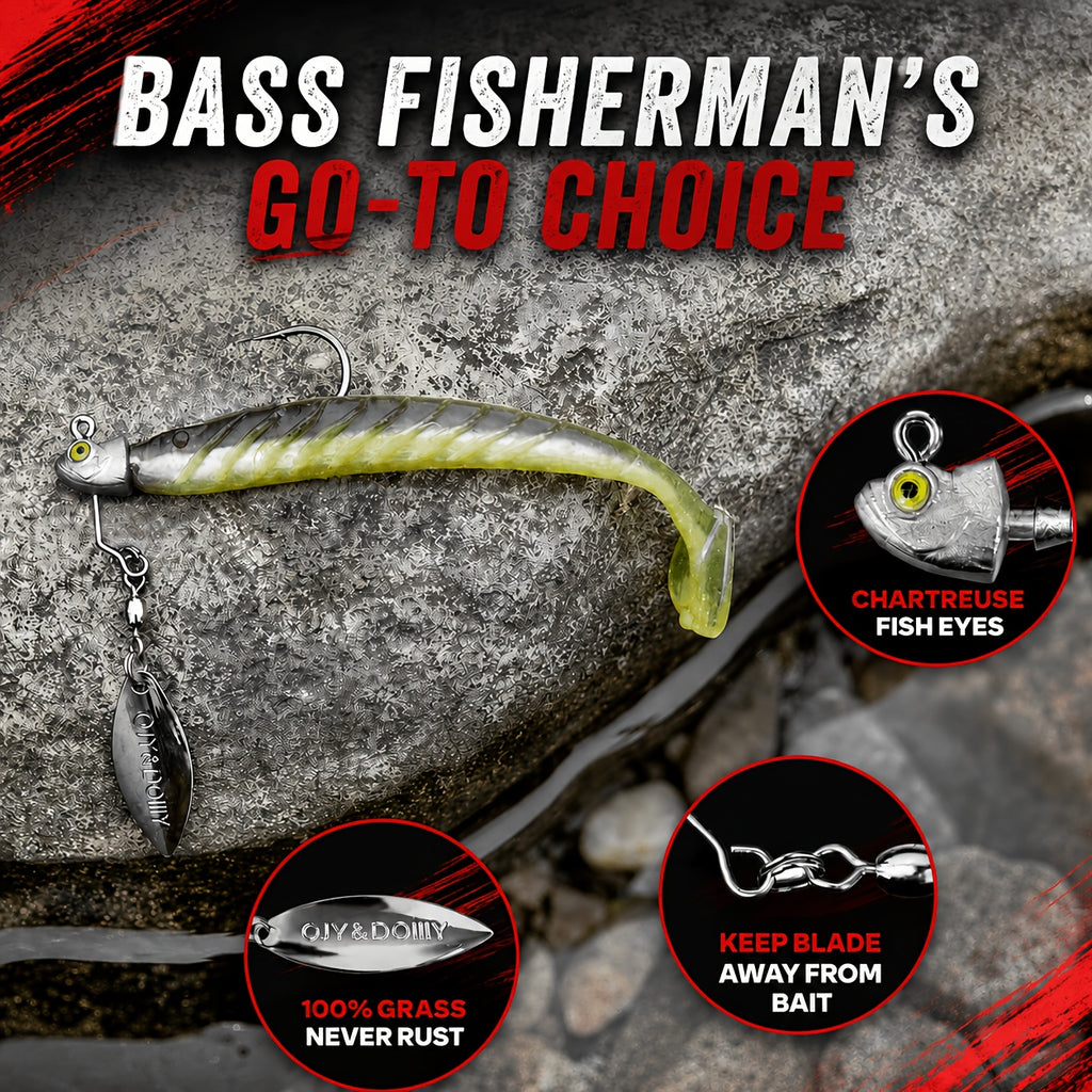 Underspin Jig Heads 6-Pack 100% Brass Blade Never Rust Bass Walleye Saltwater Fishing Lure 3/16oz 1/4oz 3/8oz 1/2oz Silver Swimbait Jig Head Set