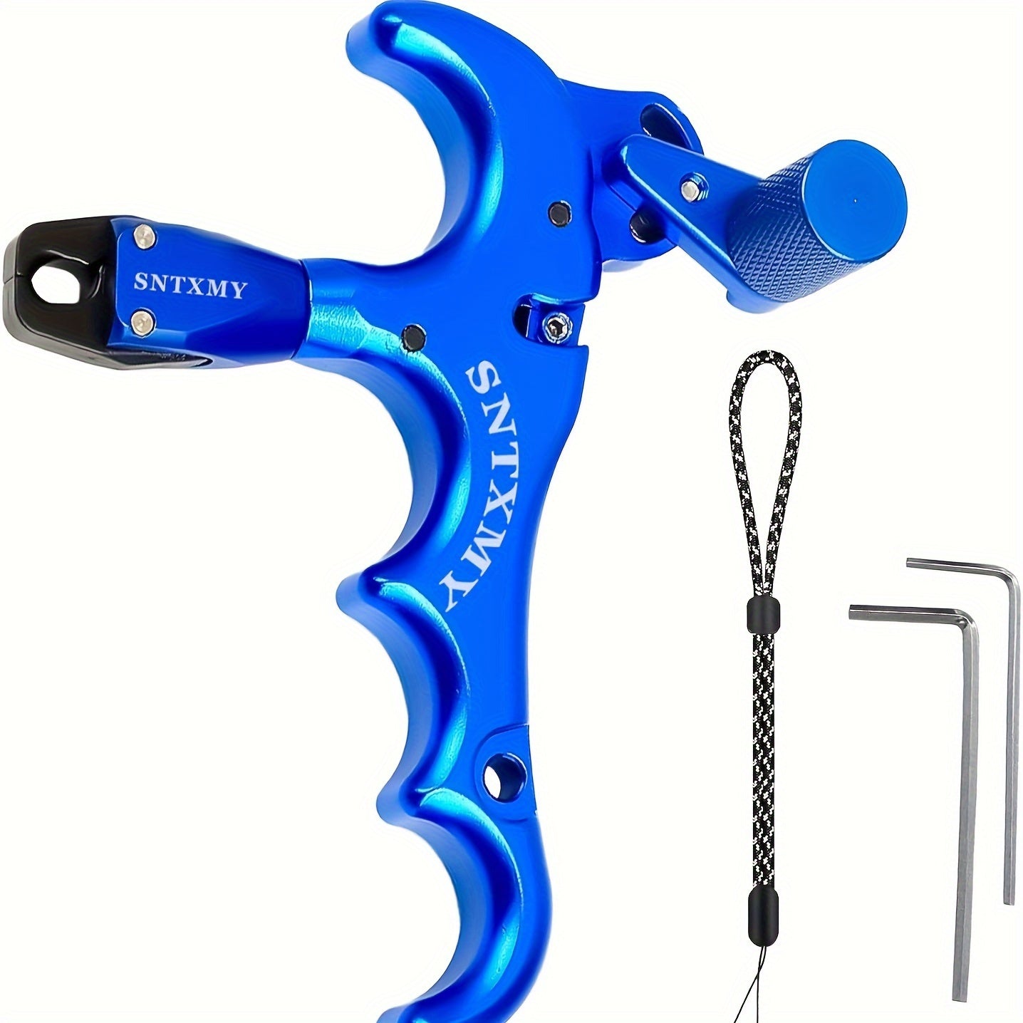 Compound Bow Release Aid Aluminum 360° Rotating Head Thumb Trigger – 3 & 4 Finger Archery Release for Compound Bows Hunting & Target Shooting Black Red Blue Silvery Grey