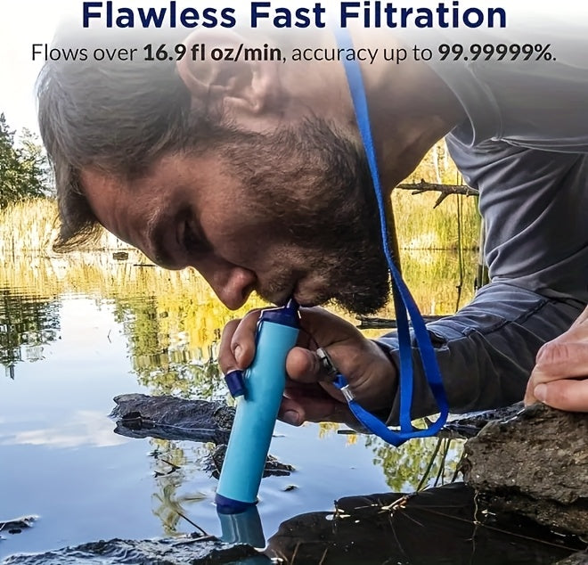Survival Water Filter Straw Portable – Durable ABS Purifier for Camping, Hiking, Wilderness & Emergency Preparedness | 1, 2, 4 & 6-Pack Outdoor Survival Gear