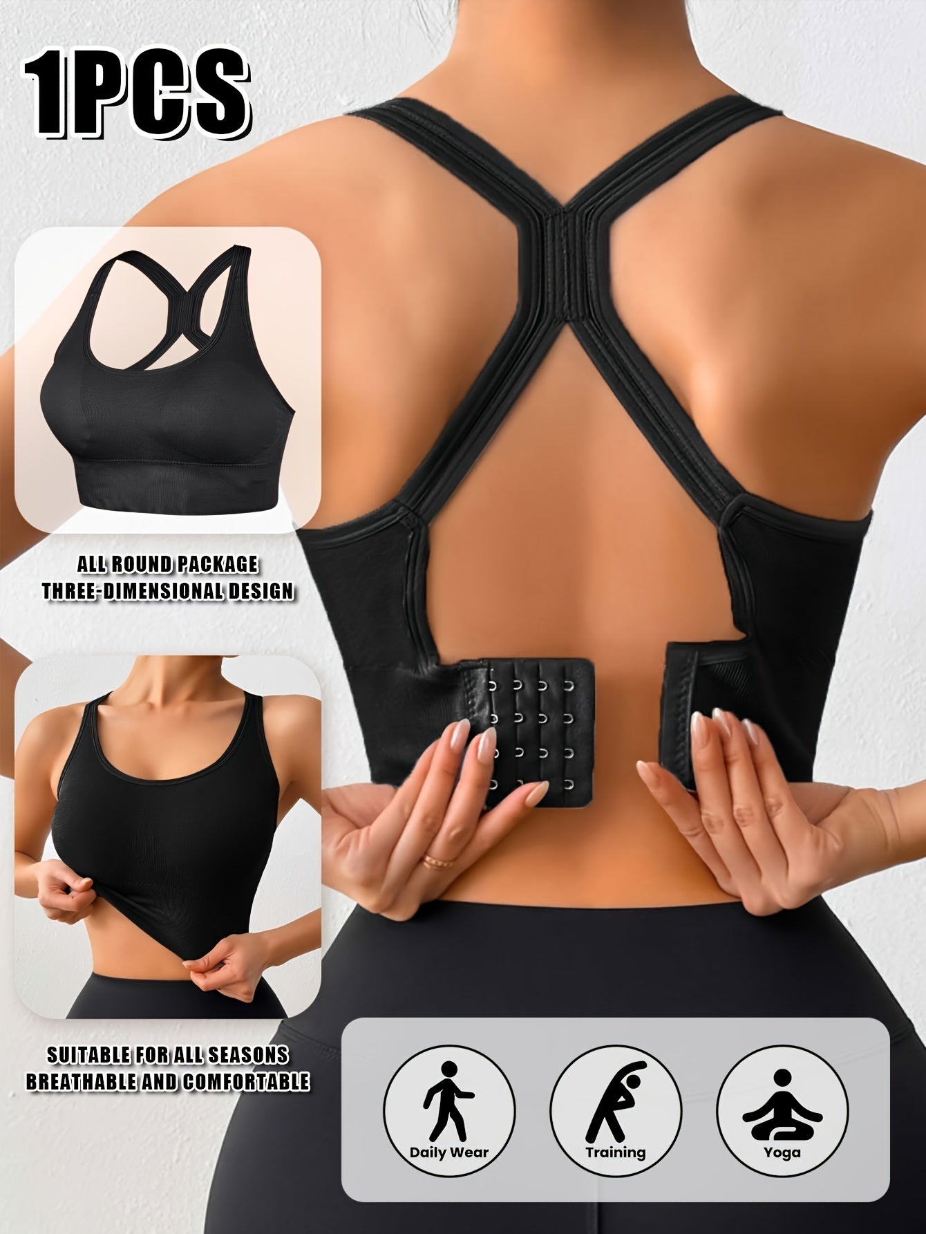 Women's Posture Corrector Racerback Sports Bra – Wireless Push Up Back Support Bra, Breathable Seamless Activewear for Yoga, Gym & Daily Wear M-XXL