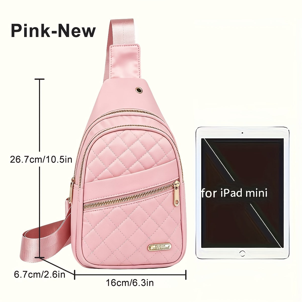 Quilted Sling Backpack Crossbody Bag – Adjustable Shoulder Strap Zipper Casual Daypack for Women Men Travel Everyday Use, Multiple Colors