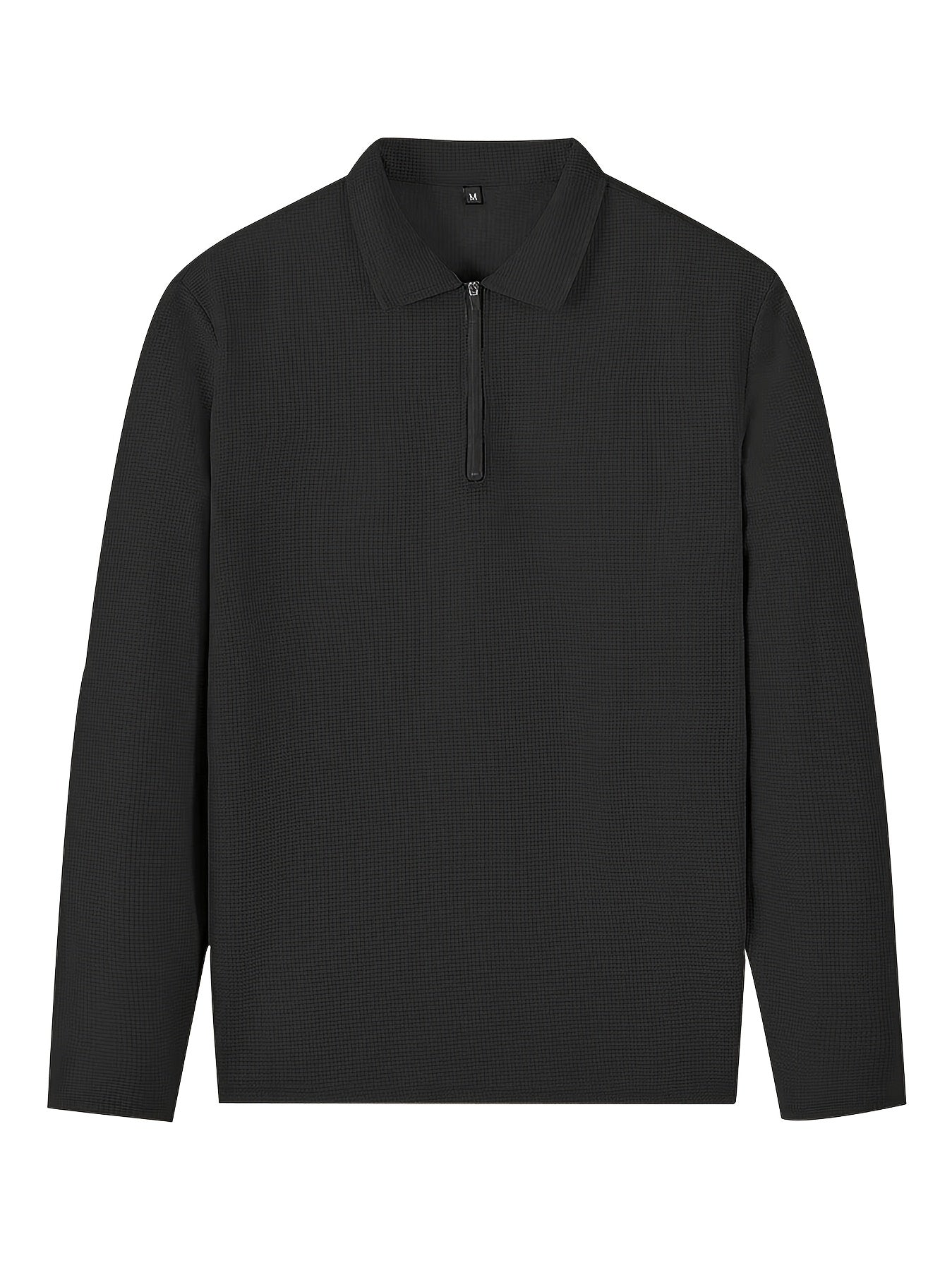 Men's Waffle Long Sleeve Set – 2-Piece Sports & Leisure Tracksuit with Pants, Breathable Polyester Knit, Regular Fit for Spring Autumn Daily Wear, M-XXXL
