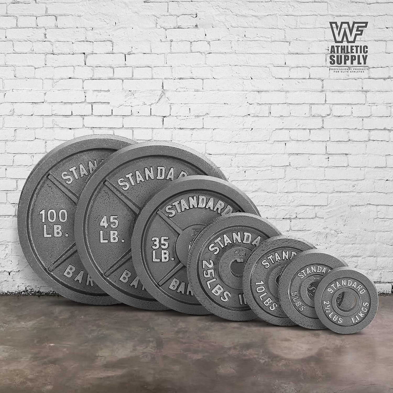 CAPHAUS 2-Inch Solid Cast Iron Weight Plates for Strength Training Weightlifting Bodybuilding Powerlifting - Grey Baked Enamel Barbell Plates 2.5LB 5LB 10LB 25LB 35LB 45LB 100LB Single & Sets