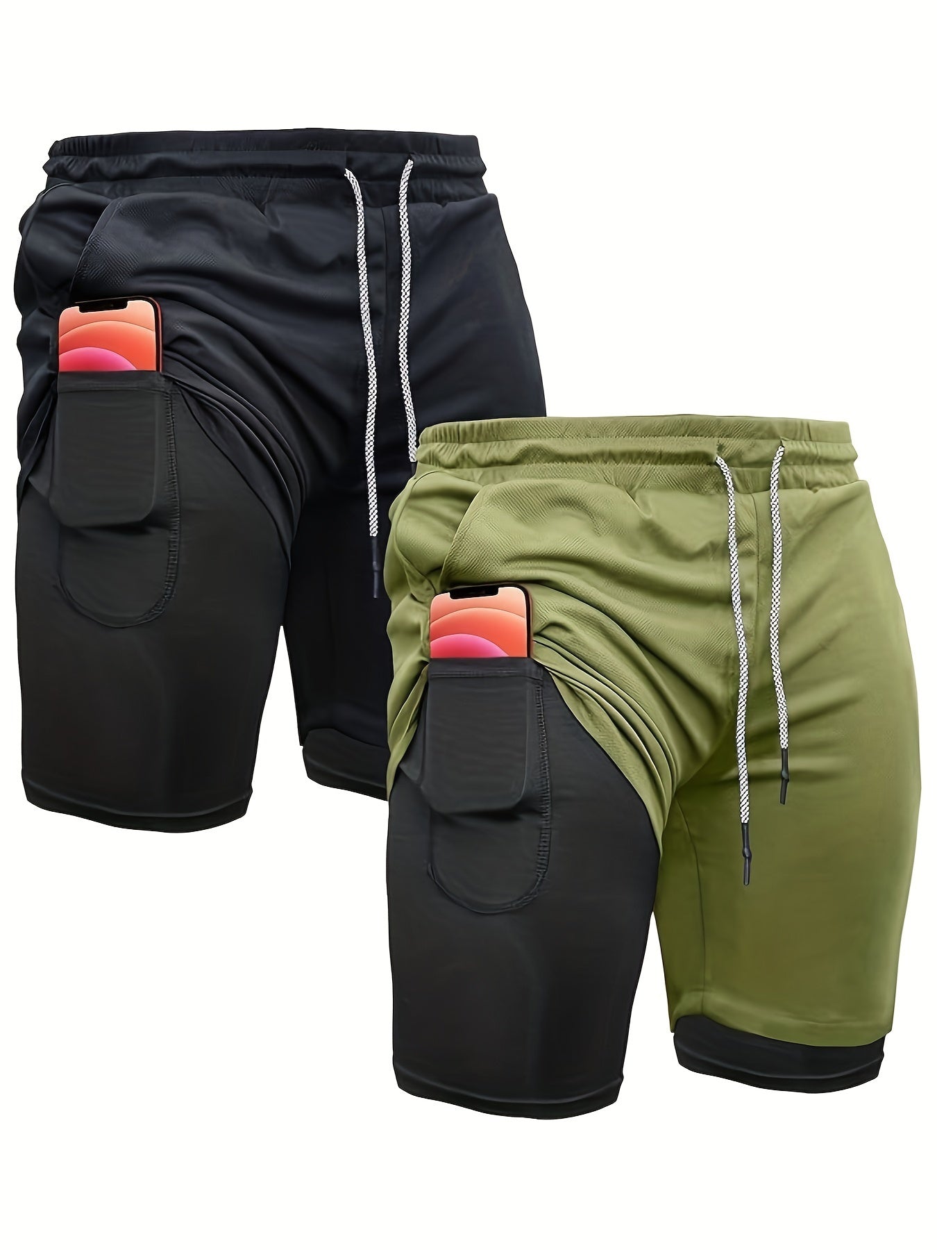 Men's 2-in-1 Running Shorts with Compression Liner – 7 Inch Quick-Dry Workout Shorts for Gym, Yoga & Outdoor Sports, Sizes S-XXL, 3 Colors